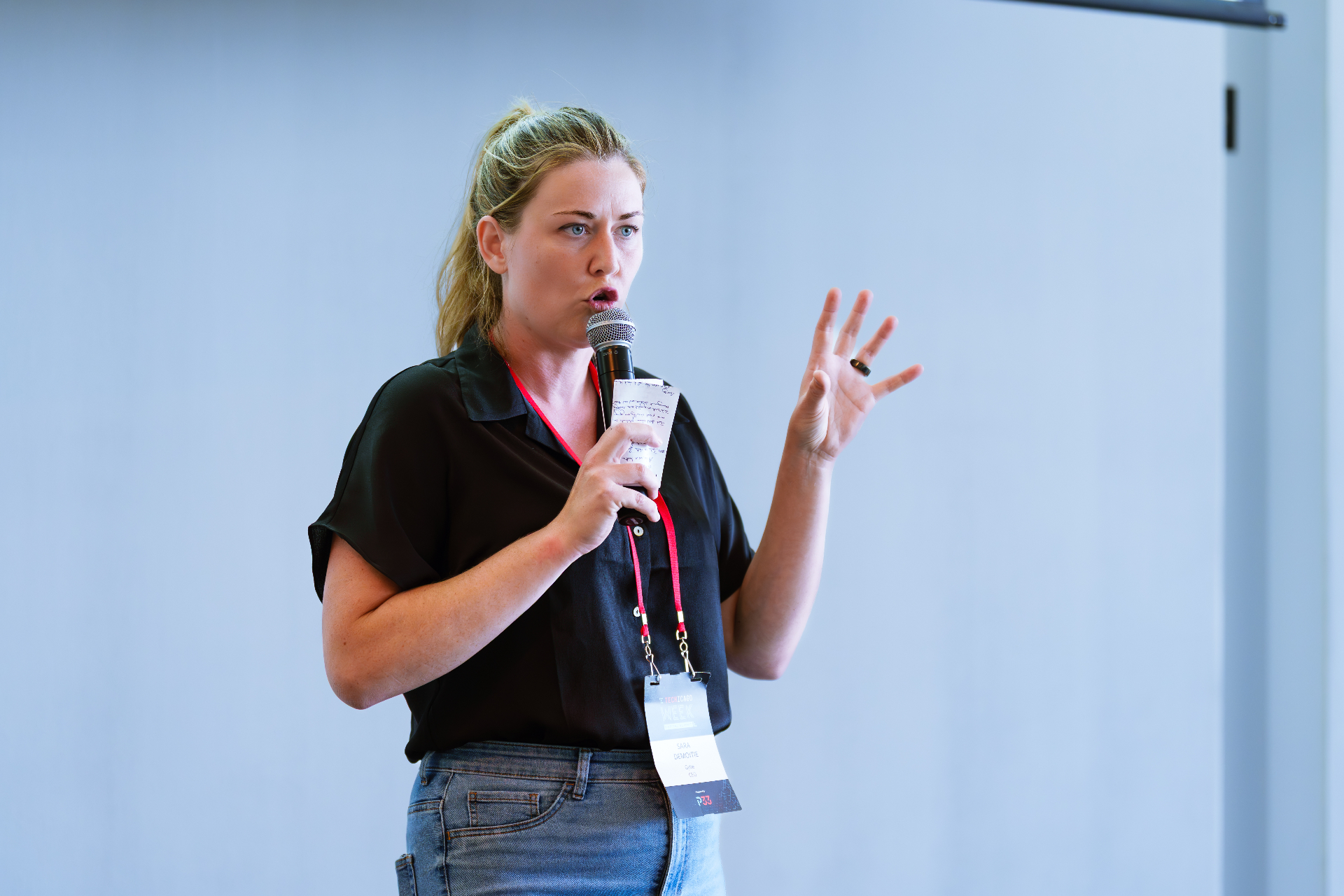 Sara speaking at Chicago Tech Week, 2025